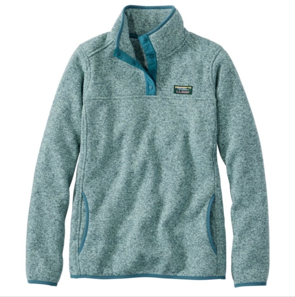 L.L.Bean Sweater Fleece Pullover Green Teal Size L